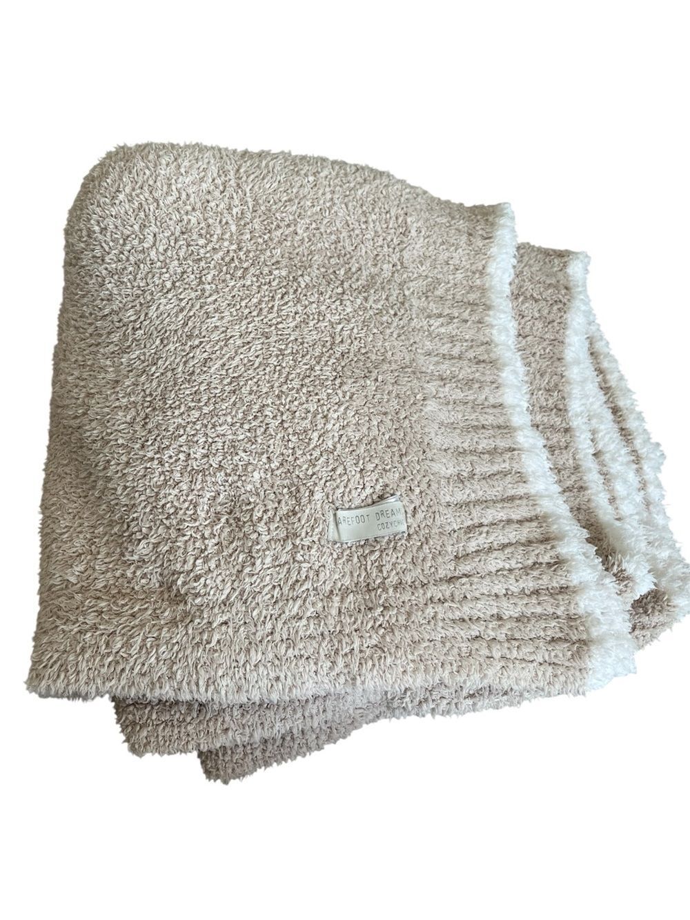 Barefoot Dreams CozyChic Knit Throw Blanket Beige White Style 520 Soft Luxury